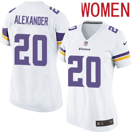 Women Minnesota Vikings 20 Mackensie Alexander Nike White Player Game NFL Jersey